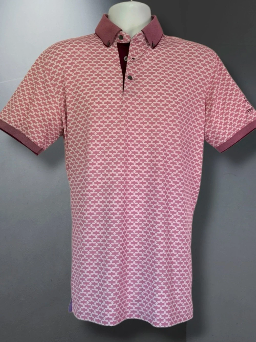 Greyson Thunderbird Polo Men M Pink Golf Performance Shirt Pine Canyon - Picture 8 of 13